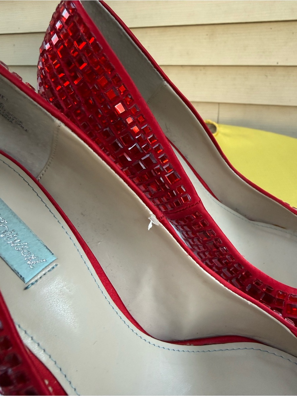 Betsey Johnson Red Beaded Pointed-Toe Pumps - Picture 4 of 9